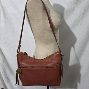 NWT Margot New York Genuine Brown Leather Shoulder/ Crossbody Bag